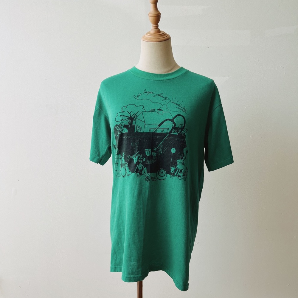 VINTAGE 80s Single Stitch Medicine Center Silly Graphic Green Crewneck Large